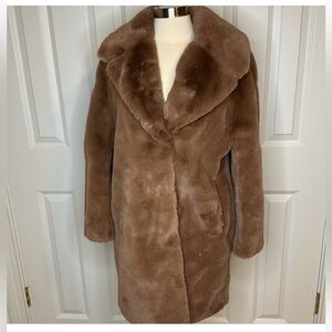 BCBGMaxAzria Plush Brown Faux Fur Coat